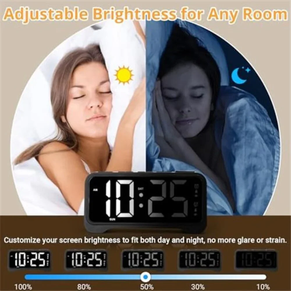 Loud Alarm Clock for Heavy Sleepers Vibrating Bed Shaker Digital Dual Alarm